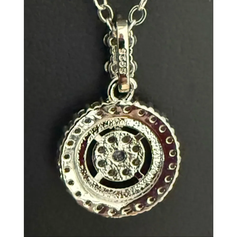 Men’s Crystal Medallion Pendant Necklace in Silver Silver